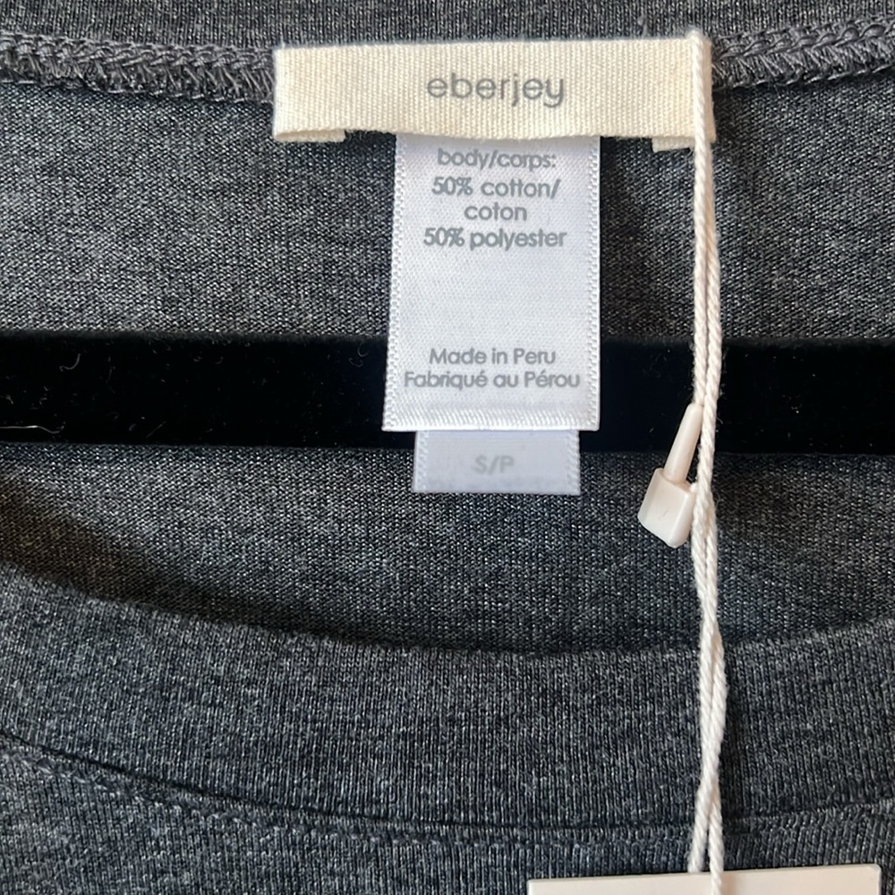 NWT Eberjey Gisele Tencel Modal Long Sleeve Drawstring Top Charcoal Gray Small - Picture 6 of 11